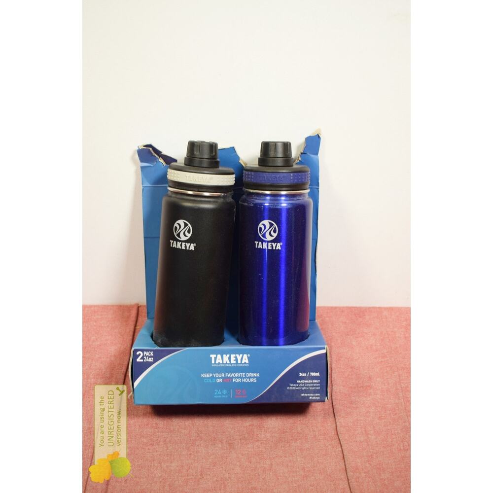 Takeya 24oz Originals Stainless Steel Water Bottle with Spout Lid 2pk
